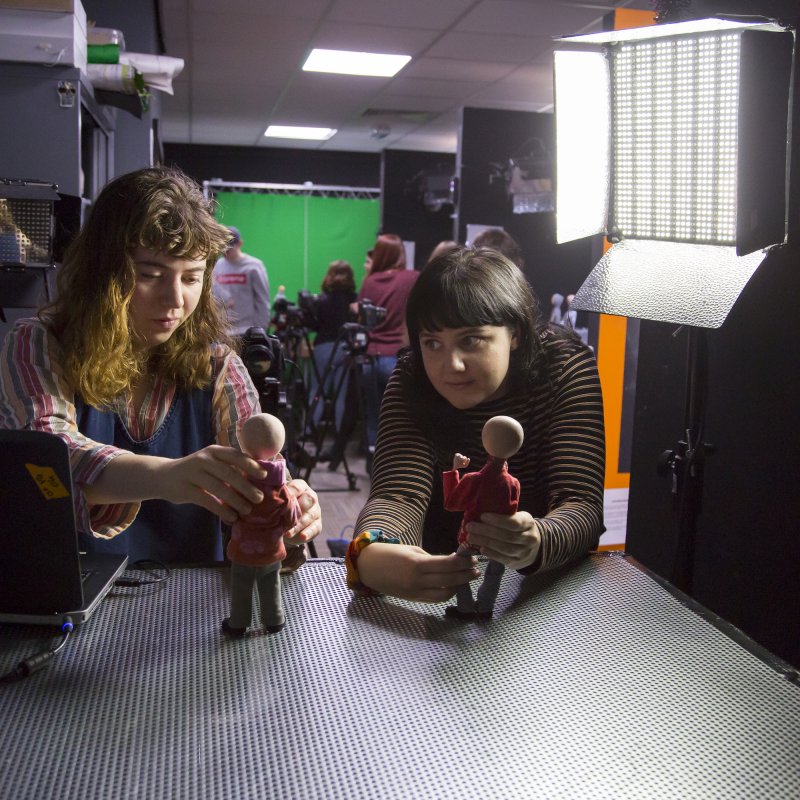 Students working in Animation Studio 